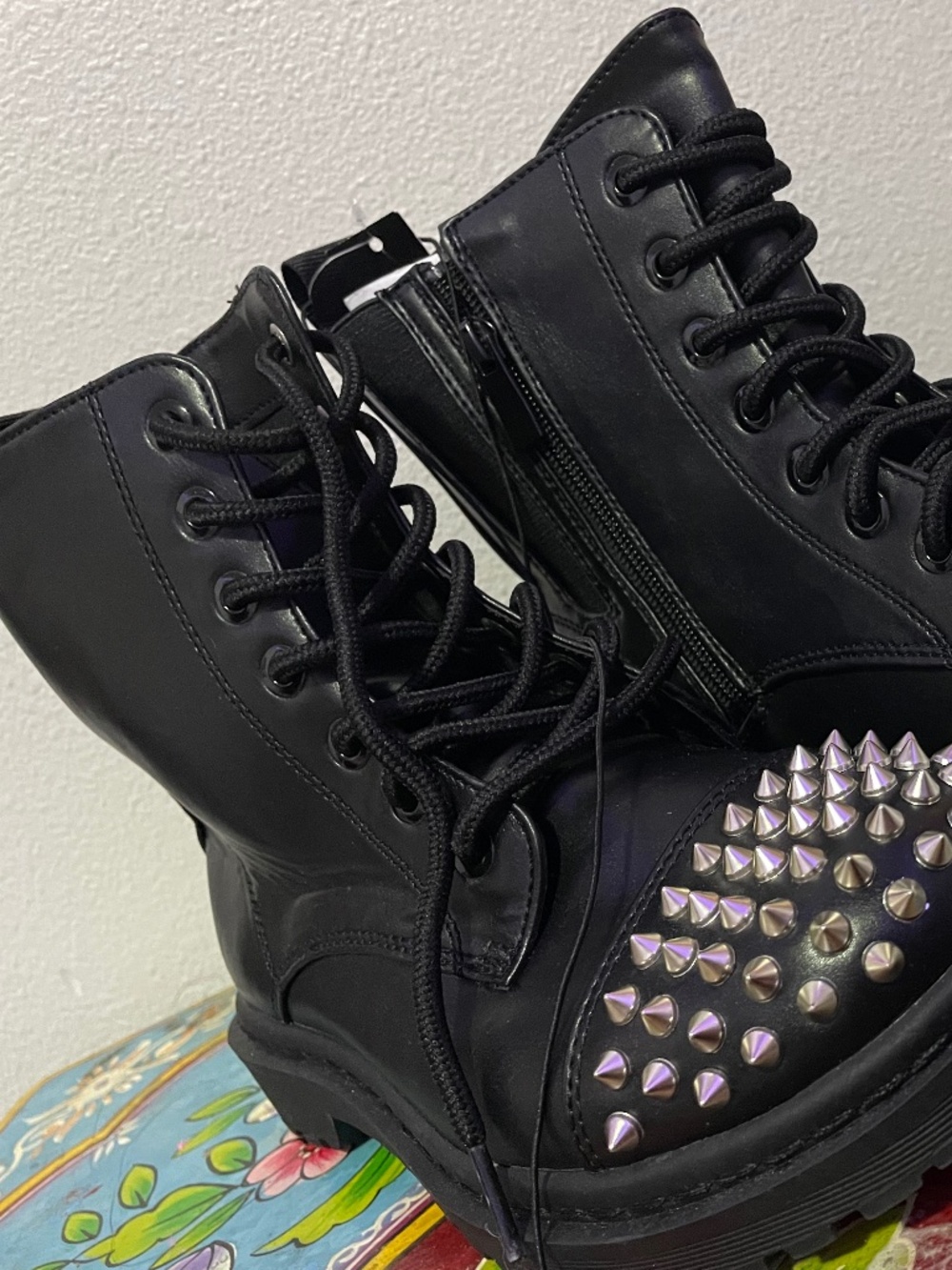 Studded combat boots